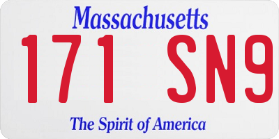 MA license plate 171SN9