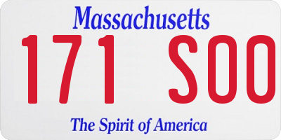 MA license plate 171SO0