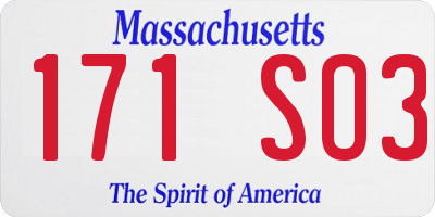 MA license plate 171SO3