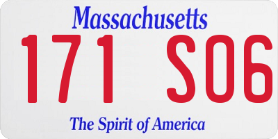 MA license plate 171SO6