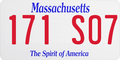 MA license plate 171SO7