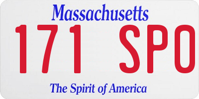 MA license plate 171SP0