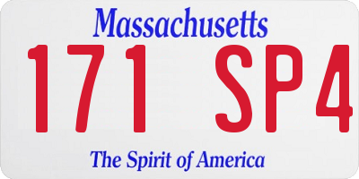 MA license plate 171SP4