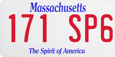 MA license plate 171SP6