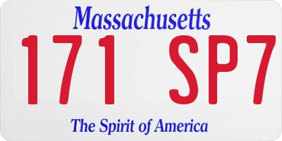 MA license plate 171SP7