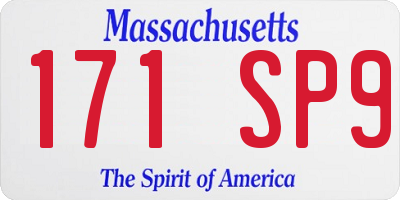 MA license plate 171SP9