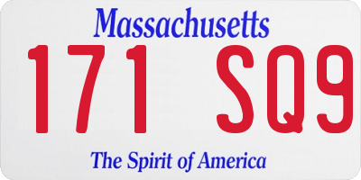 MA license plate 171SQ9