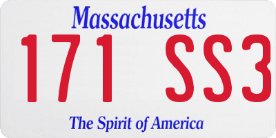 MA license plate 171SS3