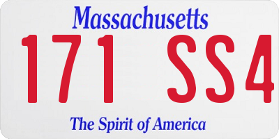 MA license plate 171SS4