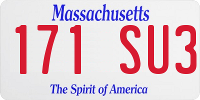 MA license plate 171SU3