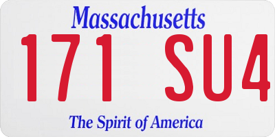 MA license plate 171SU4