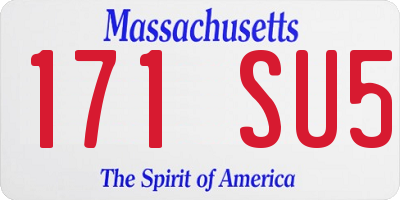 MA license plate 171SU5