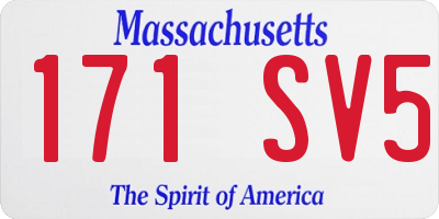 MA license plate 171SV5