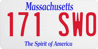 MA license plate 171SW0