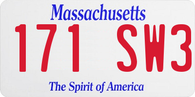 MA license plate 171SW3