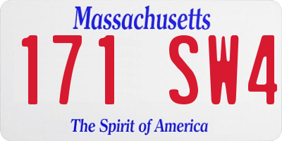 MA license plate 171SW4