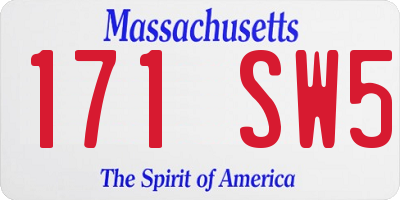 MA license plate 171SW5