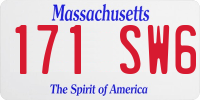 MA license plate 171SW6