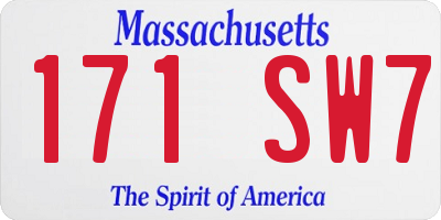 MA license plate 171SW7