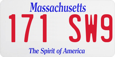 MA license plate 171SW9