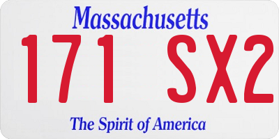 MA license plate 171SX2