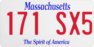 MA license plate 171SX5