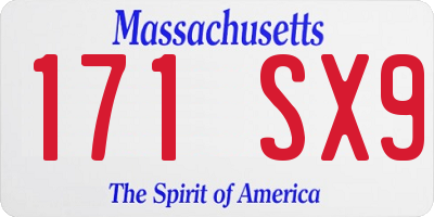 MA license plate 171SX9