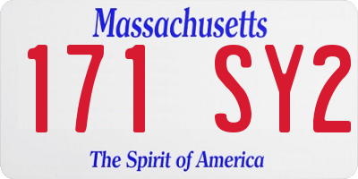 MA license plate 171SY2