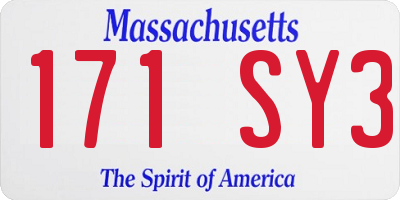 MA license plate 171SY3