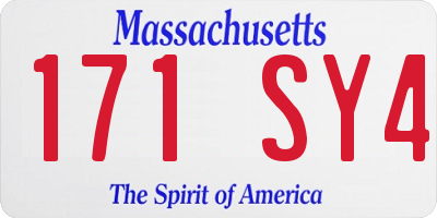 MA license plate 171SY4