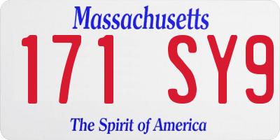 MA license plate 171SY9
