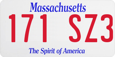 MA license plate 171SZ3