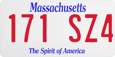 MA license plate 171SZ4
