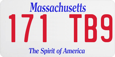 MA license plate 171TB9