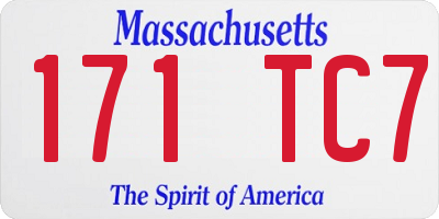 MA license plate 171TC7