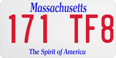 MA license plate 171TF8