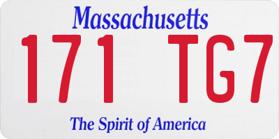 MA license plate 171TG7
