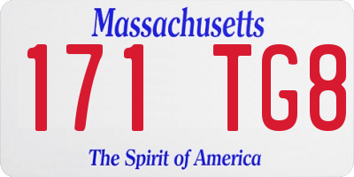 MA license plate 171TG8