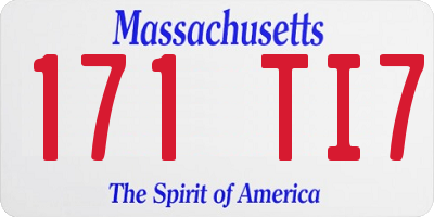 MA license plate 171TI7