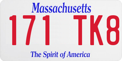 MA license plate 171TK8