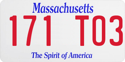 MA license plate 171TO3