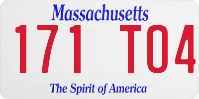 MA license plate 171TO4