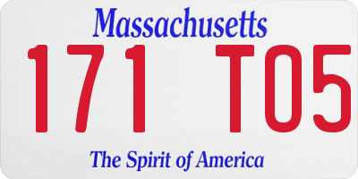 MA license plate 171TO5