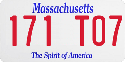 MA license plate 171TO7