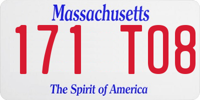 MA license plate 171TO8