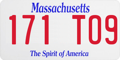 MA license plate 171TO9