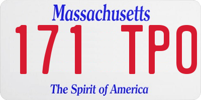 MA license plate 171TP0