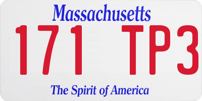 MA license plate 171TP3