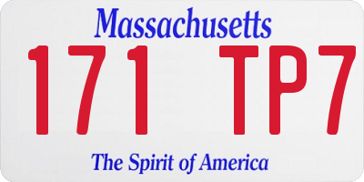 MA license plate 171TP7
