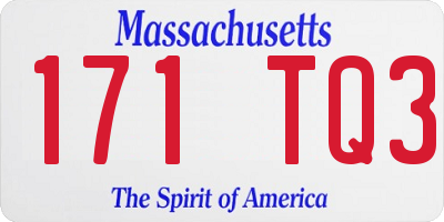 MA license plate 171TQ3